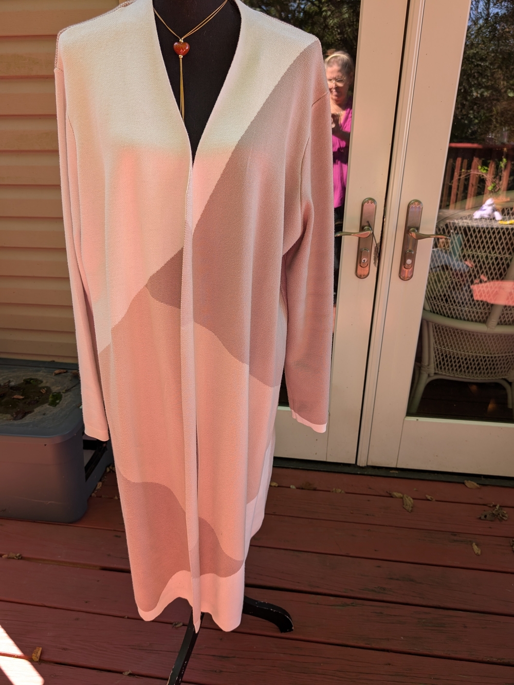 Lety & Me Women’s Tan & Cream Open-Front Long Cardigan- Sz XXL